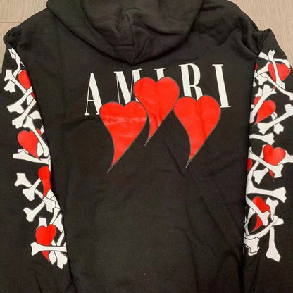 Amiri 3 Hearts Bones Hoodie Black