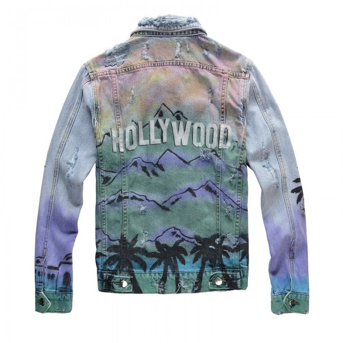 Amiri Airbrush Hollywood Trucker Jacket Blue