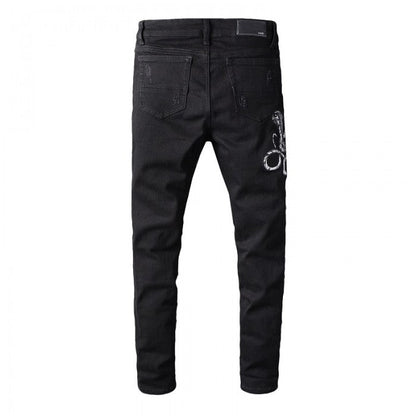 Amiri Black Snake Patch Jeans