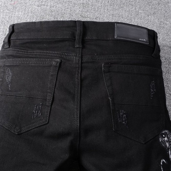 Amiri Black Snake Patch Jeans