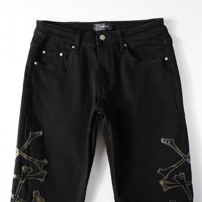 Amiri Camo Bones Jean Black Color