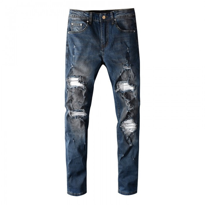 Amiri cashmere patch jean rough indigo