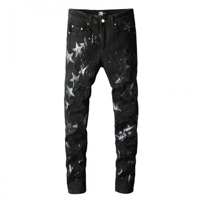 Amiri x Chemist leather stars jeans black