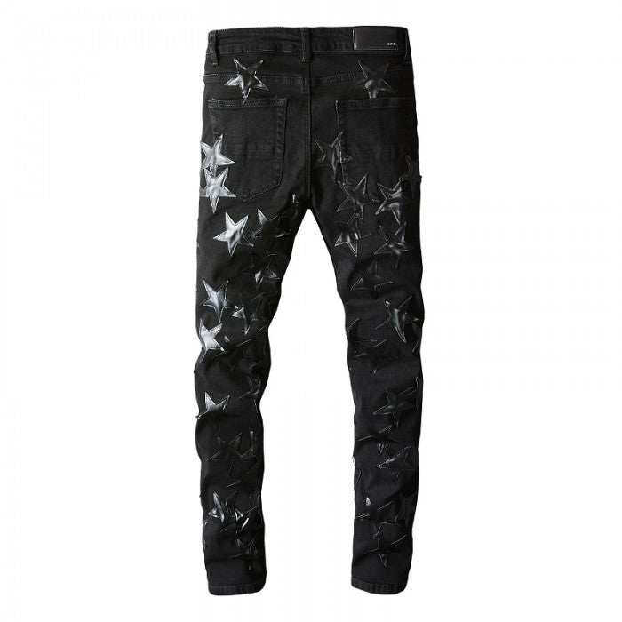 Amiri x Chemist leather stars jeans black