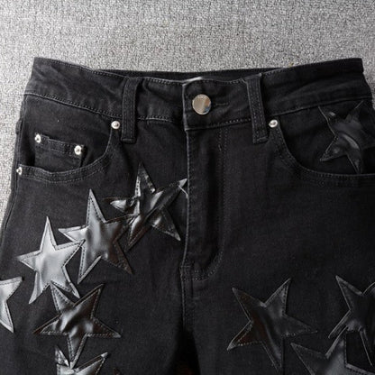 Amiri x Chemist leather stars jeans black