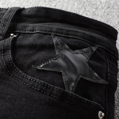 Amiri x Chemist leather stars jeans black