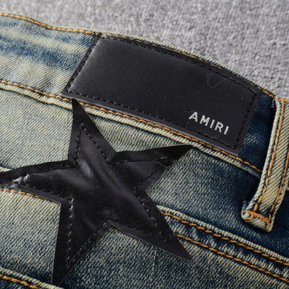 Amiri x Chemist leather stars jeans blue