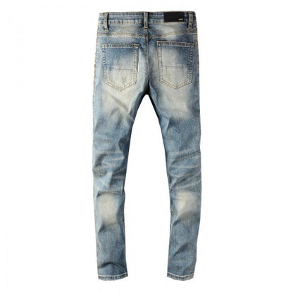 Amiri Leopard Half Track Broken Denim Classic Indigo