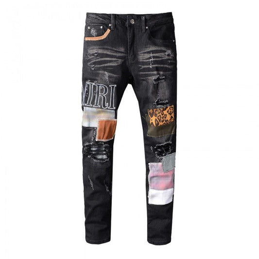 Amiri Grunge Patch Jean Rough Black