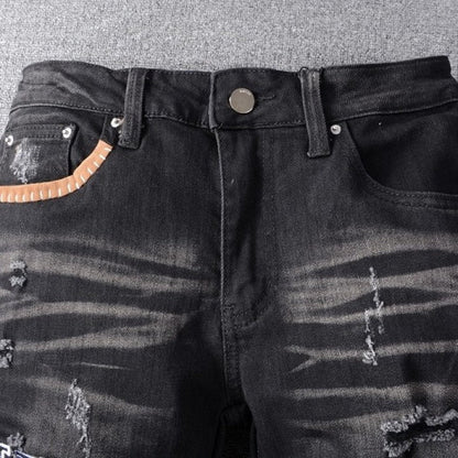 Amiri Grunge Patch Jean Rough Black