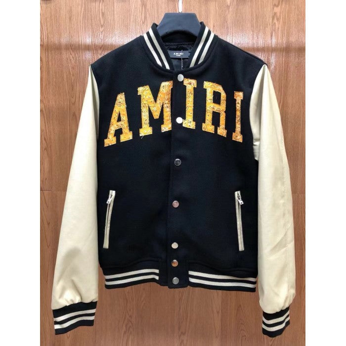 AMIRI Vintage Applique Varsity Jacket Black