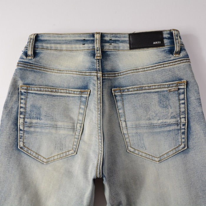 Amiri Leather Stitch Logo Jean Clay Indigo