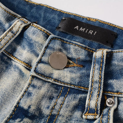 Amiri Leather Stitch Logo Jean Clay Indigo