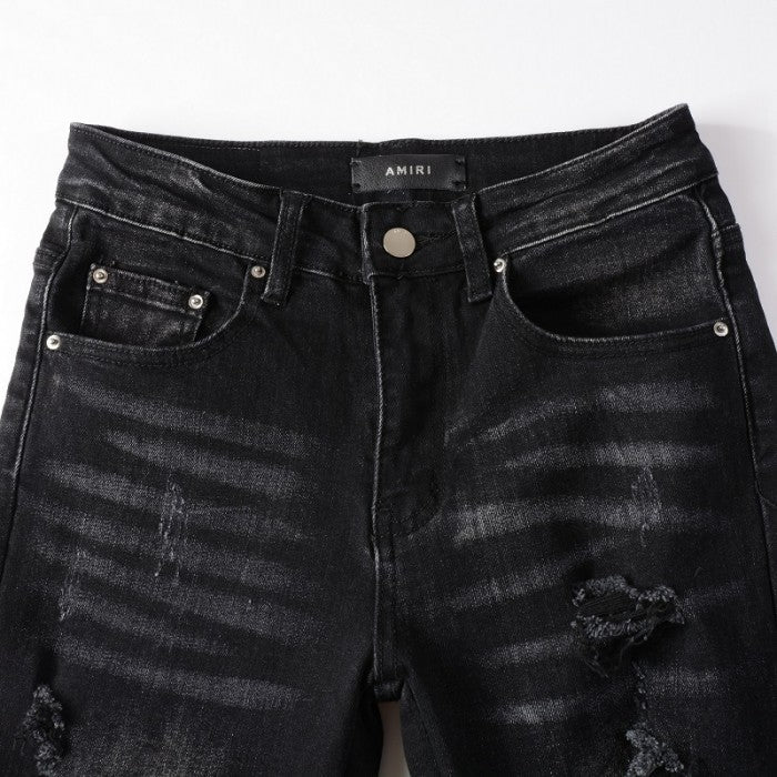 Amiri Leather Stitch Logo Jean Clay Black