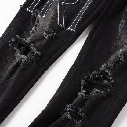 Amiri Leather Stitch Logo Jean Clay Black