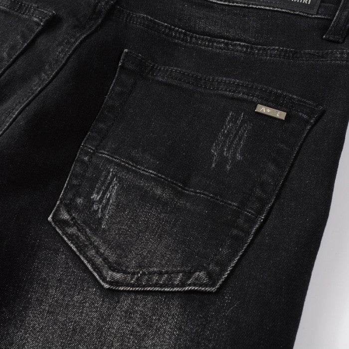 Amiri Leather Stitch Logo Jean Clay Black