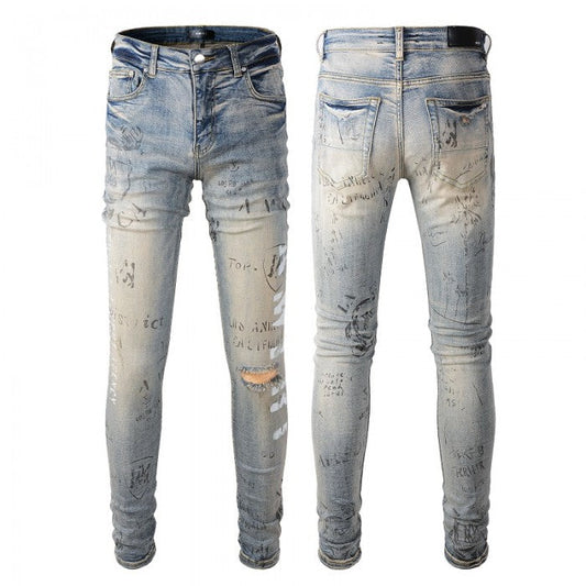 Amiri Military Stencil Jean Clay Indigo