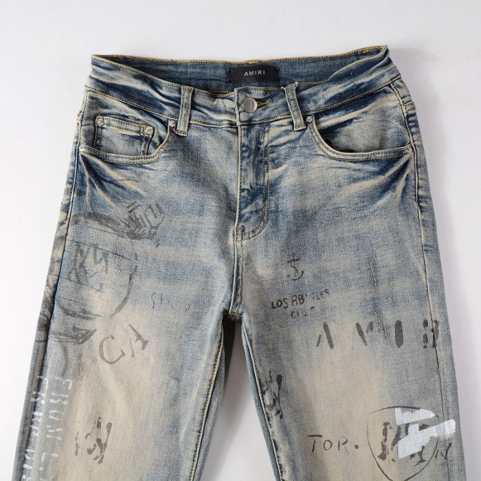 Amiri Military Stencil Jean Clay Indigo