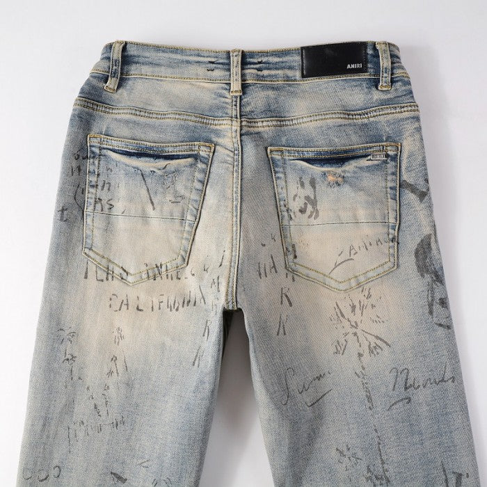 Amiri Military Stencil Jean Clay Indigo