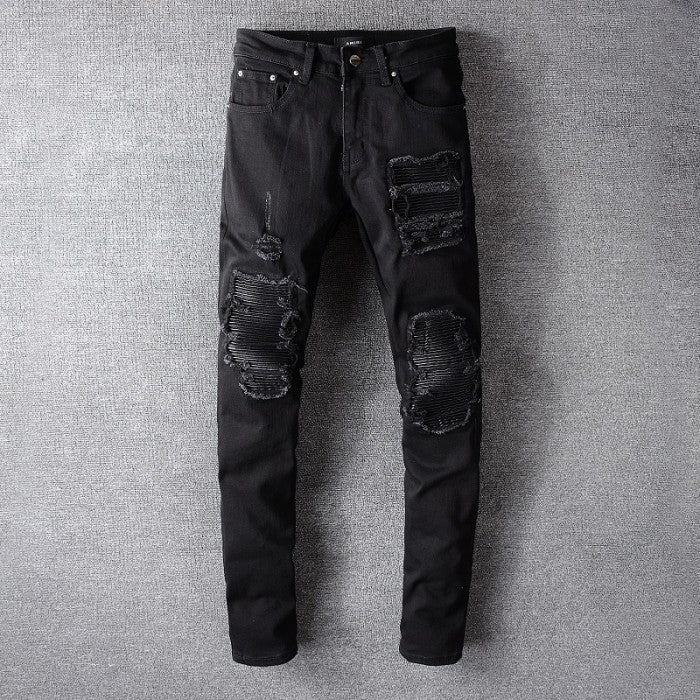 Amiri Mx1 Leather Patch Jean Black