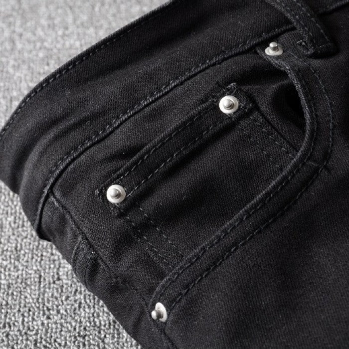 Amiri Mx1 Leather Patch Jean Black