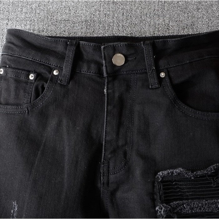 Amiri Mx1 Leather Patch Jean Black