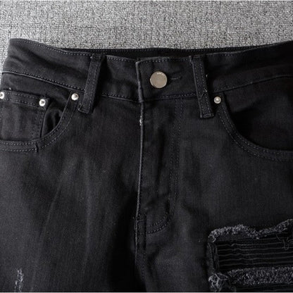 Amiri Mx1 Leather Patch Jean Black