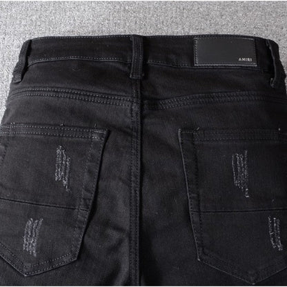 Amiri Mx1 Leather Patch Jean Black