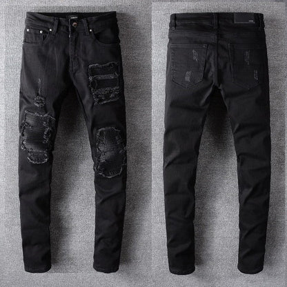 Amiri Mx1 Leather Patch Jean Black