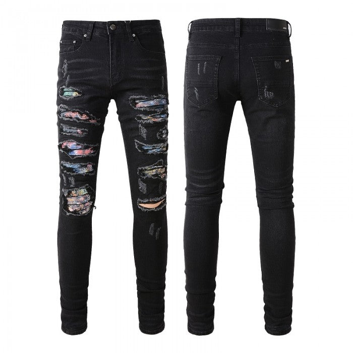 Amiri Rainbow Paisley Thrasher Jean Aged Black