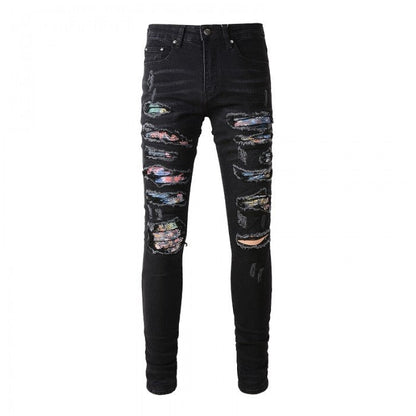 Amiri Rainbow Paisley Thrasher Jean Aged Black