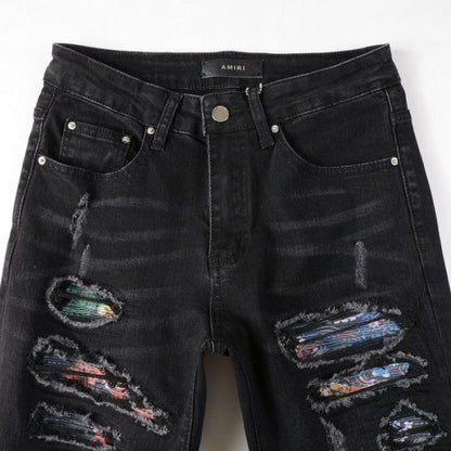 Amiri Rainbow Paisley Thrasher Jean Aged Black