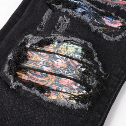 Amiri Rainbow Paisley Thrasher Jean Aged Black