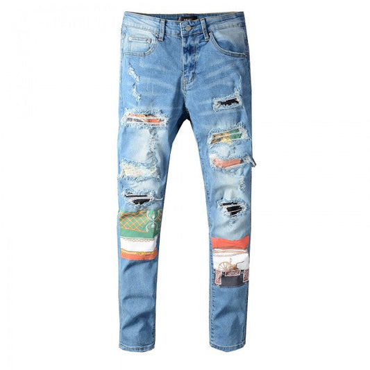 Amiri Scarves Art Patch Jean Original Indigo