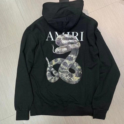 Amiri Snake Cotton Jersey Hooides Black