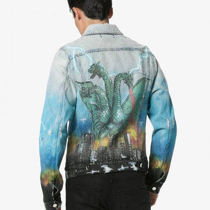 Amiri Three-headed Fire Spitting Dragon Jacket Blue