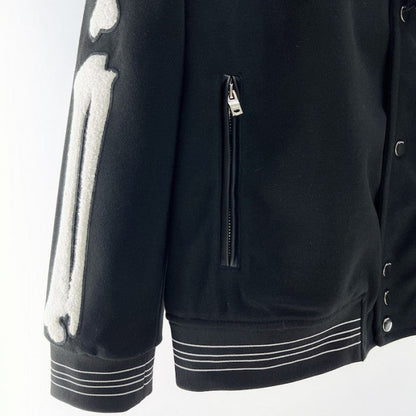 Amiri Wool Blend Drill Varsity Jacket Black