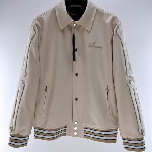 Amiri Wool Blend Drill Varsity Jacket White