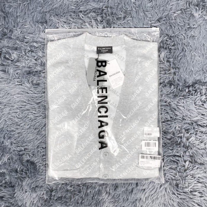 Balenciaga Mini Allover Logo Cardigan in Grey