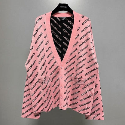 Balenciaga Mini Allover Logo Cardigan in Pink