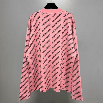 Balenciaga Mini Allover Logo Cardigan in Pink