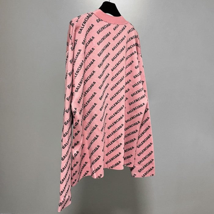 Balenciaga Mini Allover Logo Cardigan in Pink