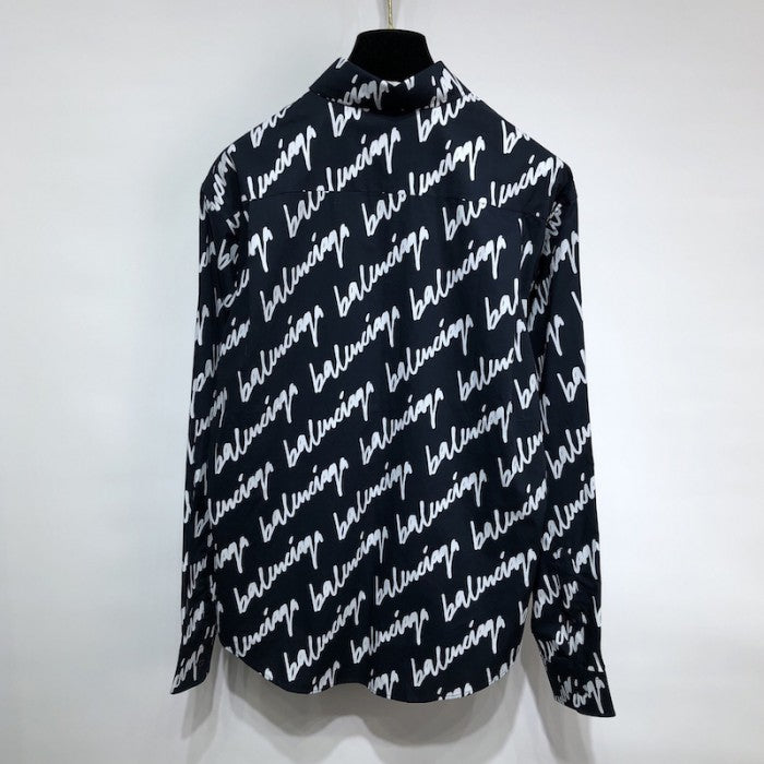 Balenciaga Men's New Scribble Shirt Large Fit in Black