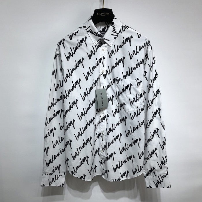 Balenciaga Men's New Scribble Shirt Large Fit in White