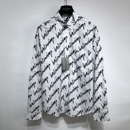 Balenciaga Men's New Scribble Shirt Large Fit in White