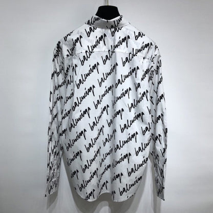 Balenciaga Men's New Scribble Shirt Large Fit in White