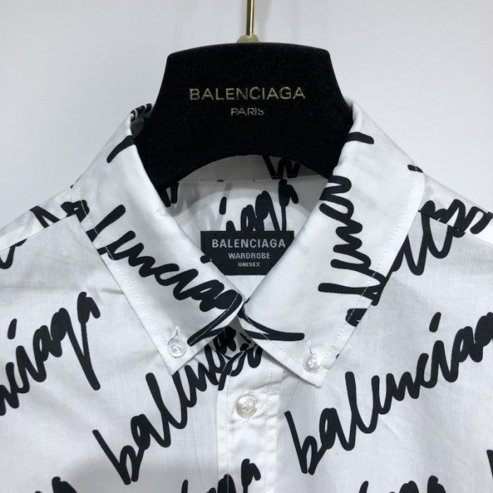 Balenciaga Men's New Scribble Shirt Large Fit in White