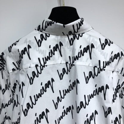 Balenciaga Men's New Scribble Shirt Large Fit in White