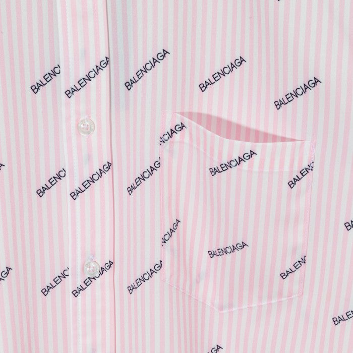 Balencaiga Allover Balenciaga logos Cotton Shirt Pink