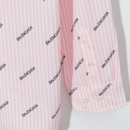 Balencaiga Allover Balenciaga logos Cotton Shirt Pink